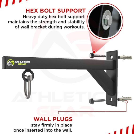 12 Inches Wall Bracket Steel Mount Weight Hanging Stand Hanger Boxing MMA Punch Bag Reflex Bag Speed Ball 1 Feet Swivel Athletics Gear AG