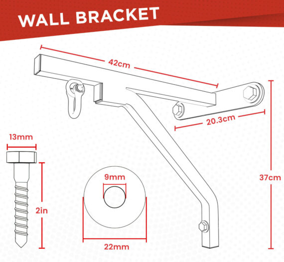 Punch Bag Wall Bracket Steel Iron 17 inches Mount Weight Hanging Stand Wall Hanger Boxing MMA Reflex Bag Speed Ball Swivel Athletics Gear AG
