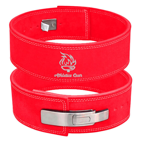 Powerlifting Leather Gym Weightlifting Belt with Lever Buckle with Lever Buckle 4 Inches - Athletics Gear AG