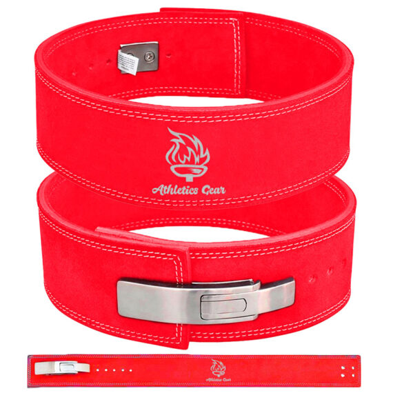 Powerlifting Leather Gym Weightlifting Belt with Lever Buckle with Lever Buckle 4 Inches - Athletics Gear AG