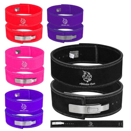 Powerlifting Leather Gym Weightlifting Belt with Lever Buckle with Lever Buckle 4 Inches - Athletics Gear AG
