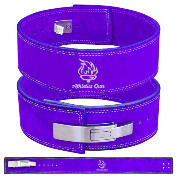 Powerlifting Leather Gym Weightlifting Belt with Lever Buckle with Lever Buckle 4 Inches - Athletics Gear AG