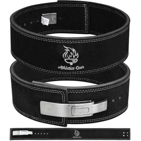 POWERLIFTING-LEATHER-GYM-WEIGHTLIFTING-BELT-WITH-LEVER-BUCKLE-WITH-LEVER-BUCKLE-ATHLETICS-GEAR-BOXTER-LTD-BOXTER-SPORTS-POWERBELT-BLK BLACK
