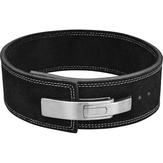Powerlifting Leather Gym Weightlifting Belt with Lever Buckle with Lever Buckle 4 Inches - Athletics Gear AG