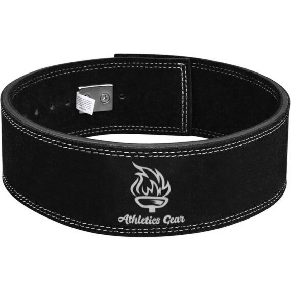 Powerlifting Leather Gym Weightlifting Belt with Lever Buckle with Lever Buckle 4 Inches - Athletics Gear AG
