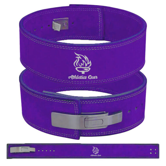 Powerlifting Leather Gym Weightlifting Belt with Lever Buckle with Lever Buckle 4 Inches - Athletics Gear AG