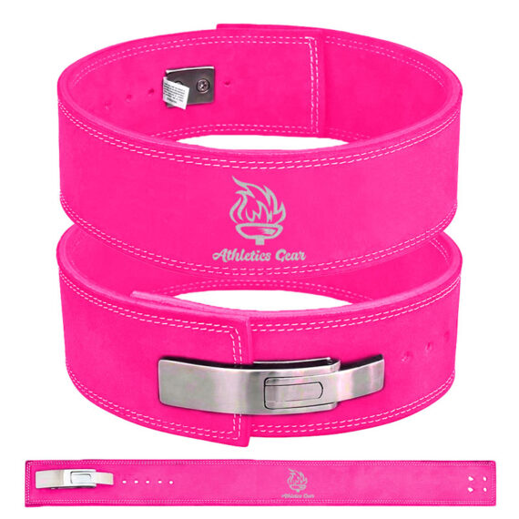 Powerlifting Leather Gym Weightlifting Belt with Lever Buckle with Lever Buckle 4 Inches - Athletics Gear AG