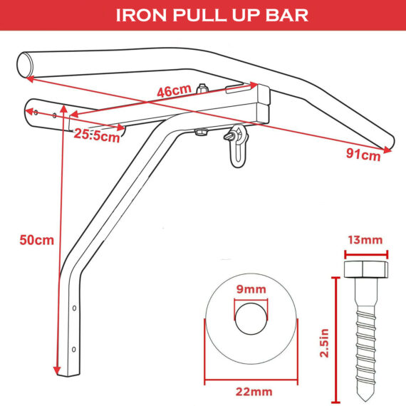 Pull-Up Bar Punching Bag Hanger Wall Mount Bracket Dual (2 in 1) Chin-up Bar Punching Bag Fixation Athletics Gear AG