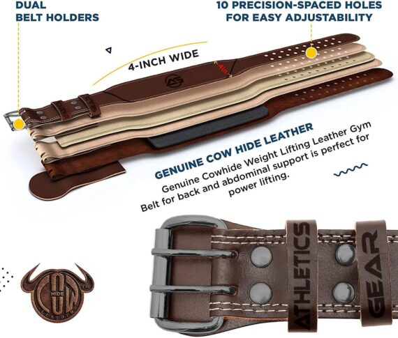 Leather Weightlifting Belt - 4 Inches Athletics Gear AG