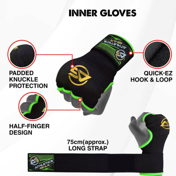 Gel Padded Inner Gloves Hook & Loop Boxing Hand Wraps Fist Padded Bandages MMA Gel Strap Mitts Kick for Knuckle Protection Athletics Gear AG
