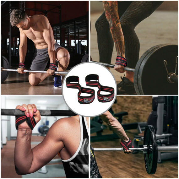 Training weight Lifting Figure 8 Training Gym Bar Padded Wrist Straps Support