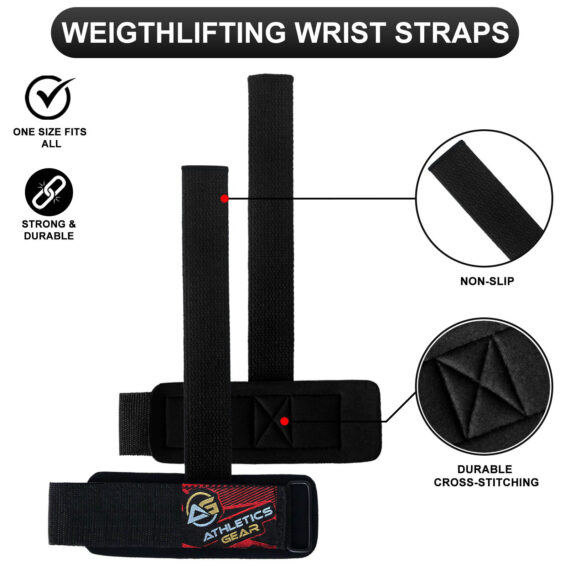 Padded Weight Lifting Wrist Straps Gym Deadlift Grip Support Pair Athletics Gear