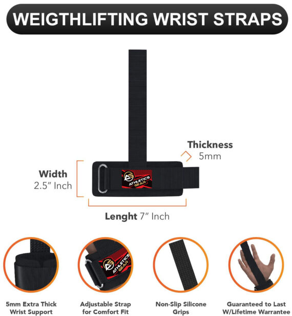 Padded Weight Lifting Wrist Straps Gym Deadlift Grip Support Pair Athletics Gear