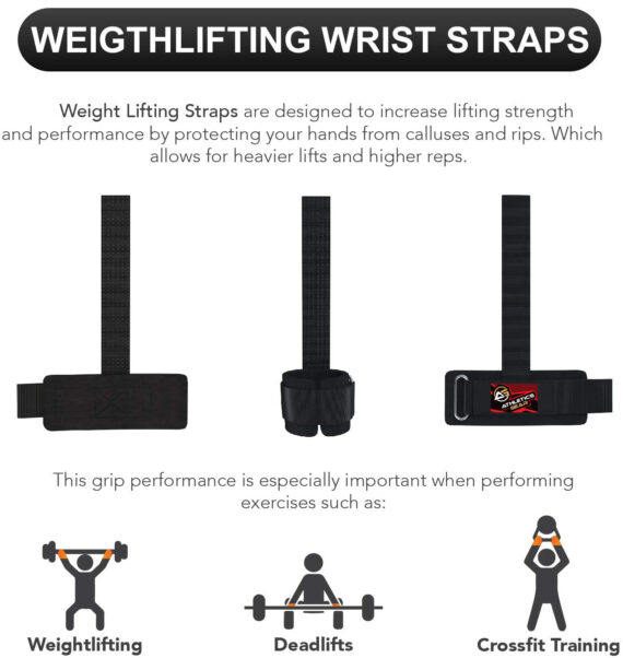 Padded Weight Lifting Wrist Straps Gym Deadlift Grip Support Pair Athletics Gear