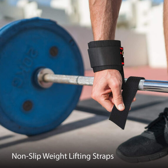 Padded Weight Lifting Wrist Straps Gym Deadlift Grip Support Pair Athletics Gear