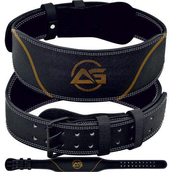 Leather Weightlifting Belt Full Black- 4 Inches Athletics Gear AG