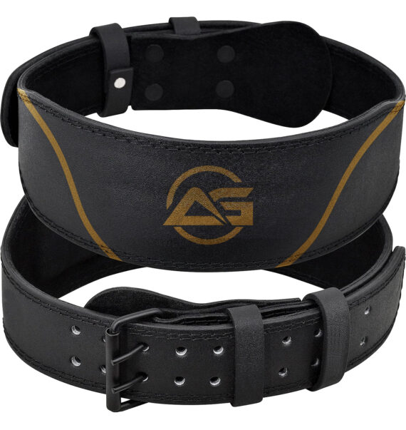 Leather Weightlifting Belt Full Black- 4 Inches Athletics Gear AG