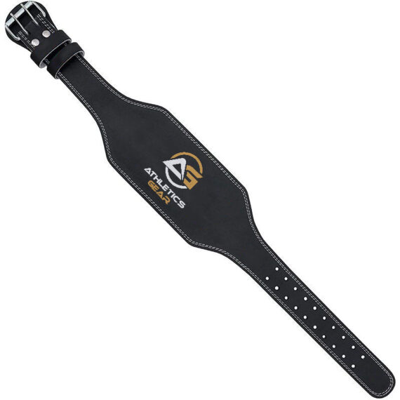 Leather Weightlifting Belt Full Black- 6 Inches Athletics Gear AG