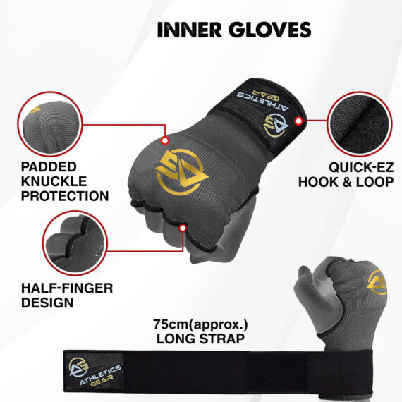 Gel Padded Inner Gloves Hook & Loop Boxing Hand Wraps Fist Padded Bandages MMA Gel Strap Mitts Kick for Knuckle Protection Athletics Gear AG